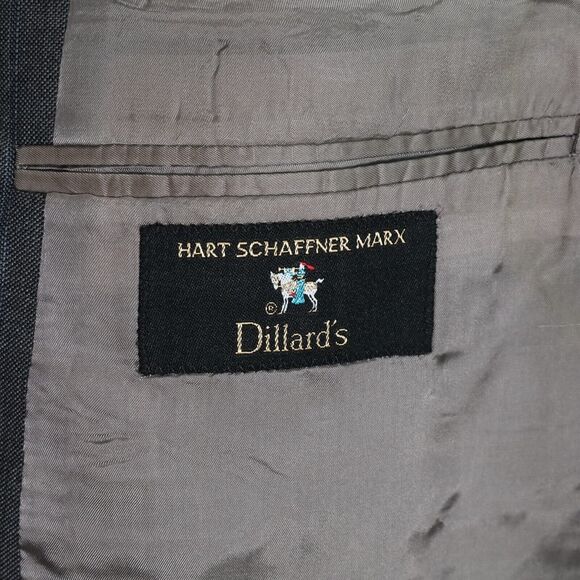 Hart Schaffner Marx Sport Coat Mens 42S Gray Plaid Jacket 3 Button Career Vtg - Picture 3 of 11